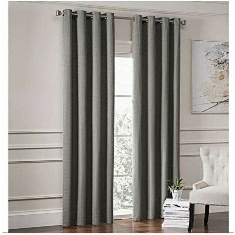 Garland Gray Curtain Panel 84” Lined Textured Grommet Top 1 Panel Richloom Home